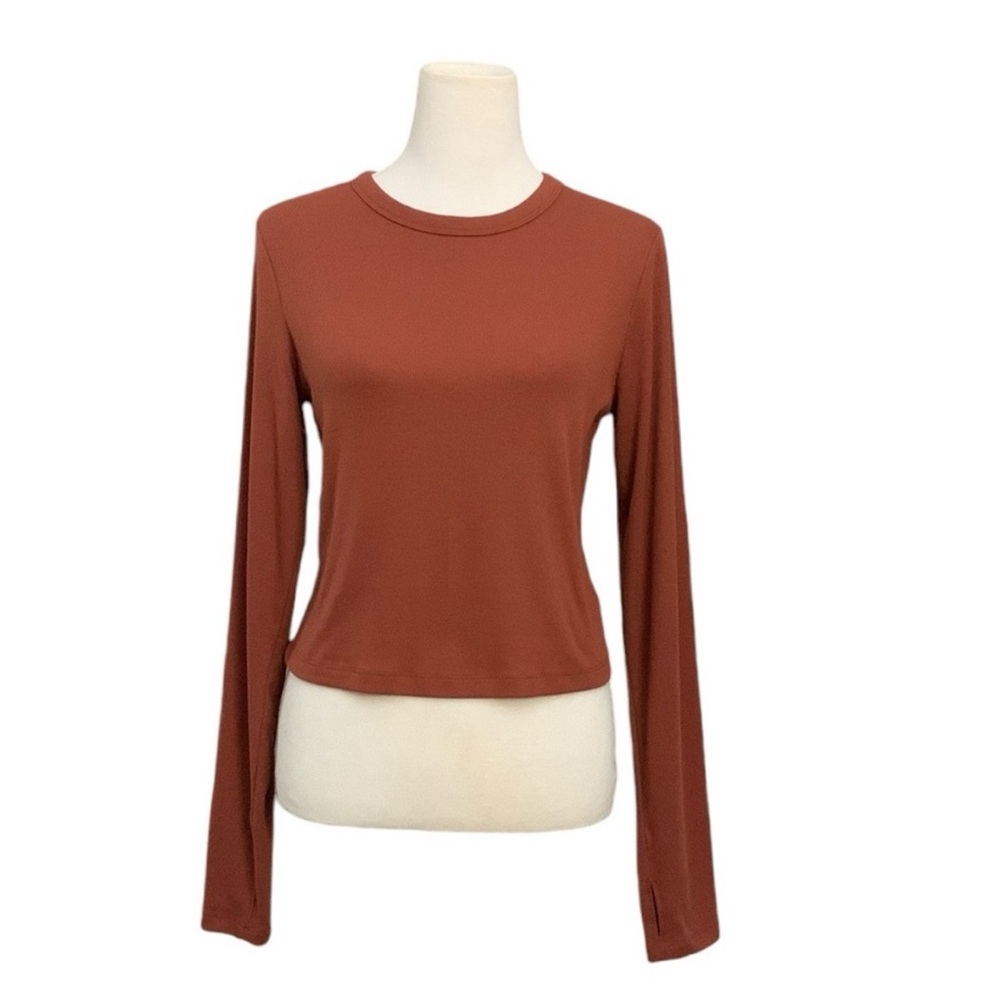 Old Navy Ultralite Rust Long Sleeve Ribbed Women's Tee